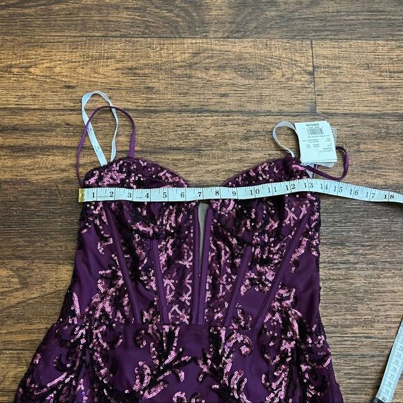 DB studio pattern sequin illusion plunge dress - Picture 5 of 13